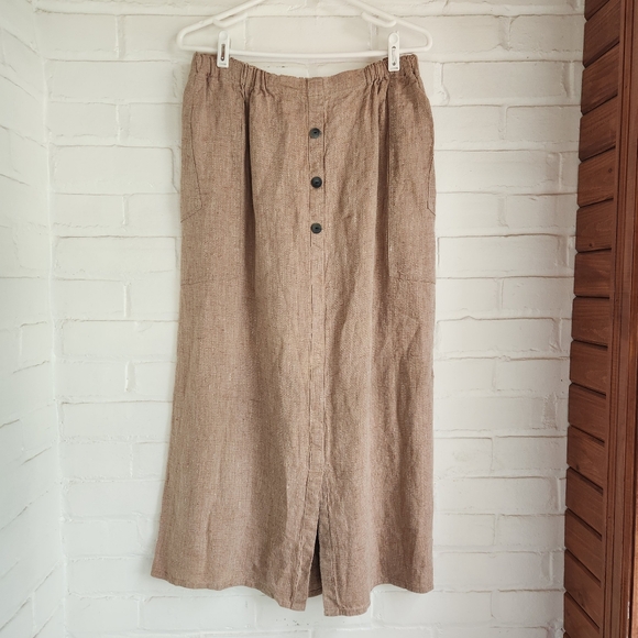 Vintage Flax Angelheart Skirt NOS With Tag  Brown Midi Modest Size L - Picture 1 of 9